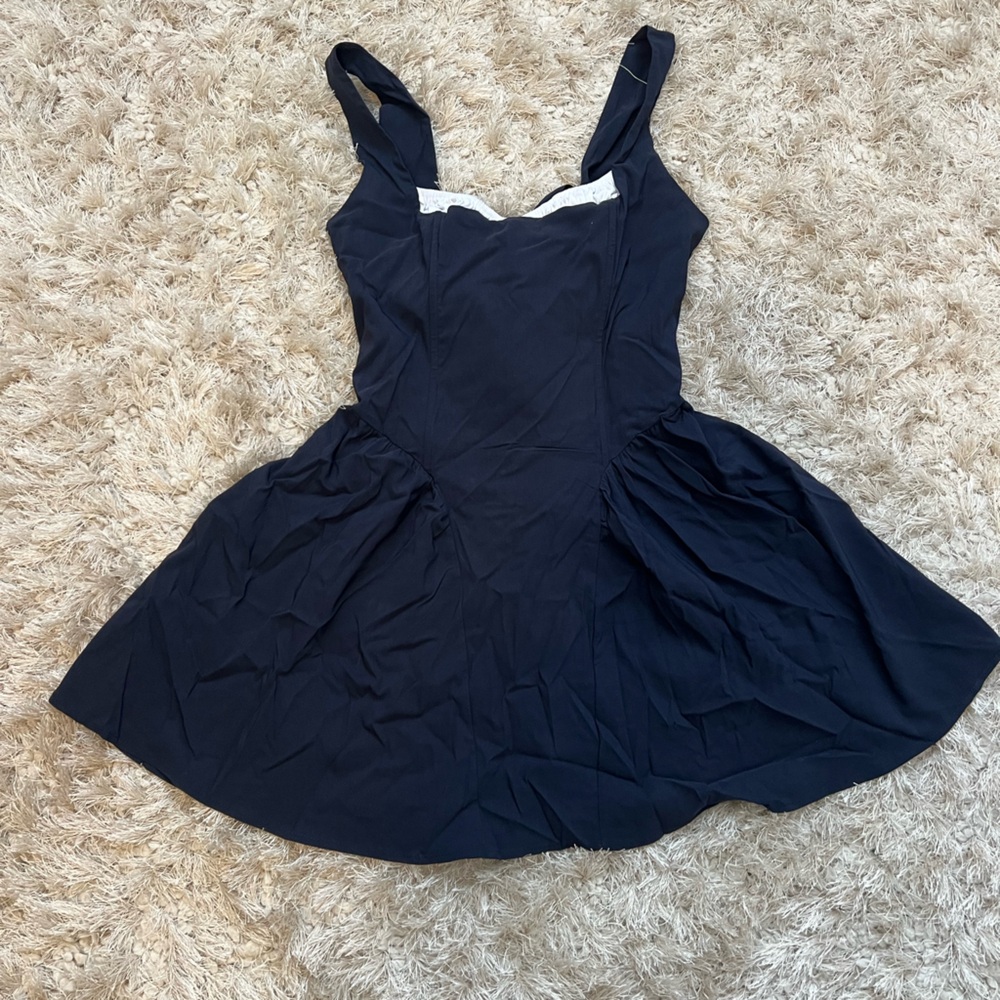 NWT Bohoo Navy mini milkmaid dress